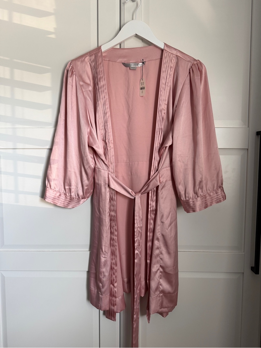 Victoria's Secret Dusty Pink Satin Mini Robe with Tie NWT